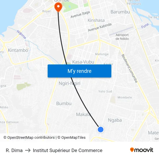 R. Dima to Institut Supérieur De Commerce map