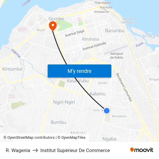 R. Wagenia to Institut Supérieur De Commerce map