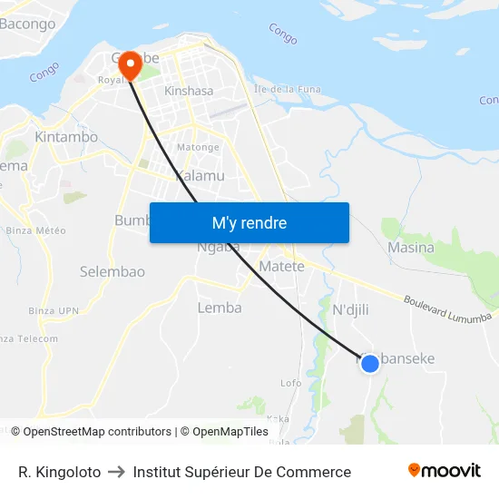 R. Kingoloto to Institut Supérieur De Commerce map