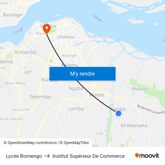 Lycée Bomengo to Institut Supérieur De Commerce map