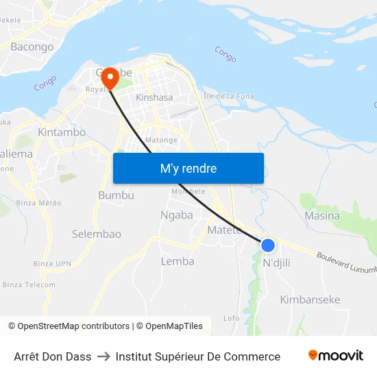Arrêt Don Dass to Institut Supérieur De Commerce map