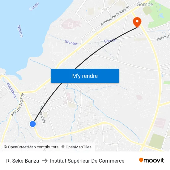 R. Seke Banza to Institut Supérieur De Commerce map