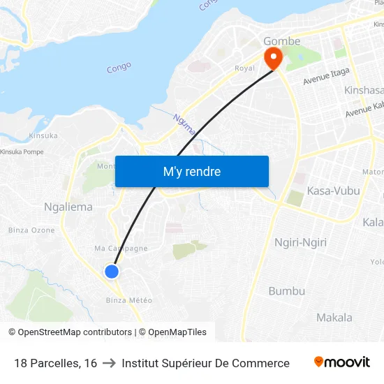 18 Parcelles, 16 to Institut Supérieur De Commerce map