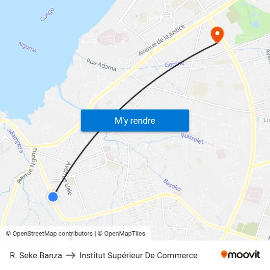 R. Seke Banza to Institut Supérieur De Commerce map