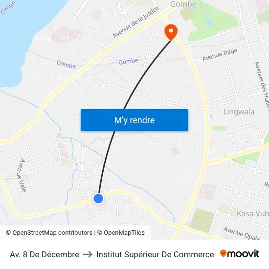 Av. 8 De Décembre to Institut Supérieur De Commerce map