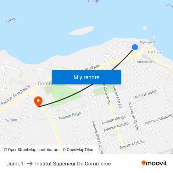Dumi, 1 to Institut Supérieur De Commerce map