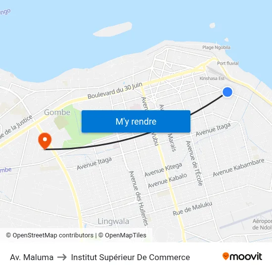 Av. Maluma to Institut Supérieur De Commerce map