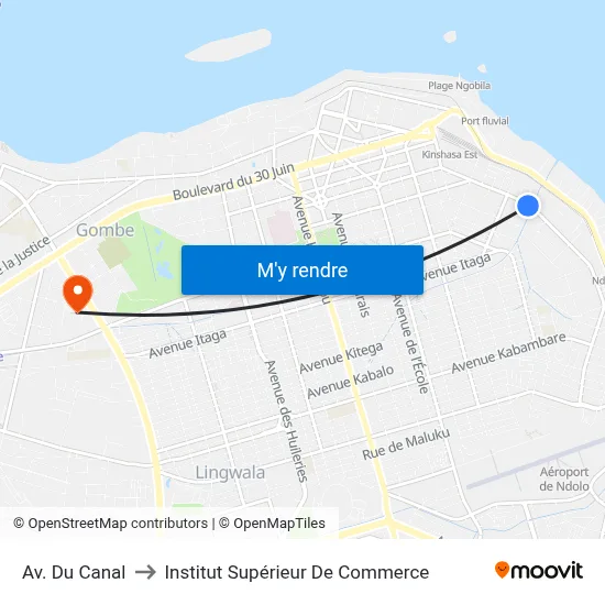 Av. Du Canal to Institut Supérieur De Commerce map