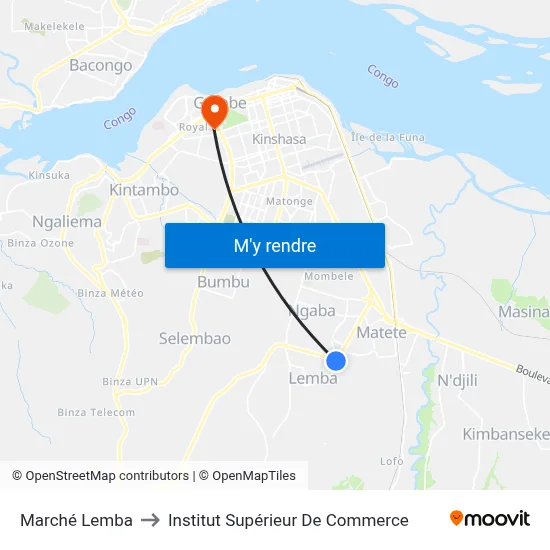 Marché Lemba to Institut Supérieur De Commerce map