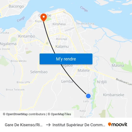 Gare De Kisenso/Riflart to Institut Supérieur De Commerce map