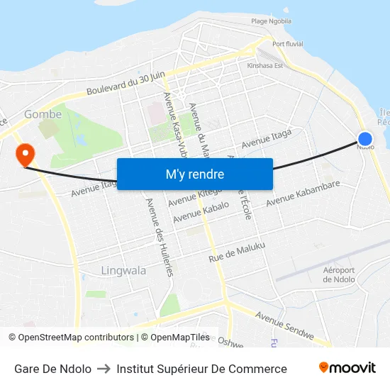 Gare De Ndolo to Institut Supérieur De Commerce map