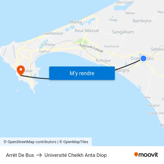 Arrêt De Bus to Université Cheikh Anta Diop map