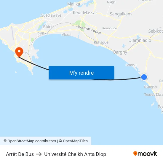 Arrêt De Bus to Université Cheikh Anta Diop map
