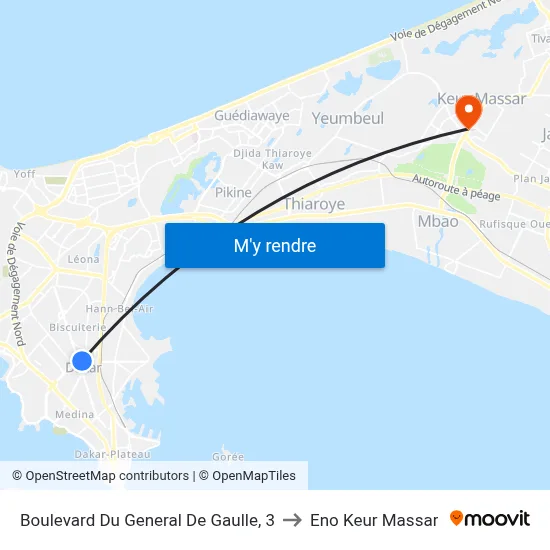 Boulevard Du General De Gaulle, 3 to Eno Keur Massar map