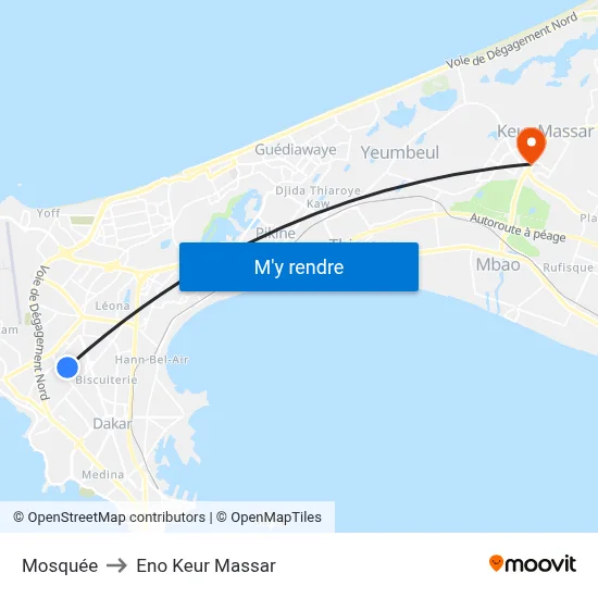Mosquée to Eno Keur Massar map
