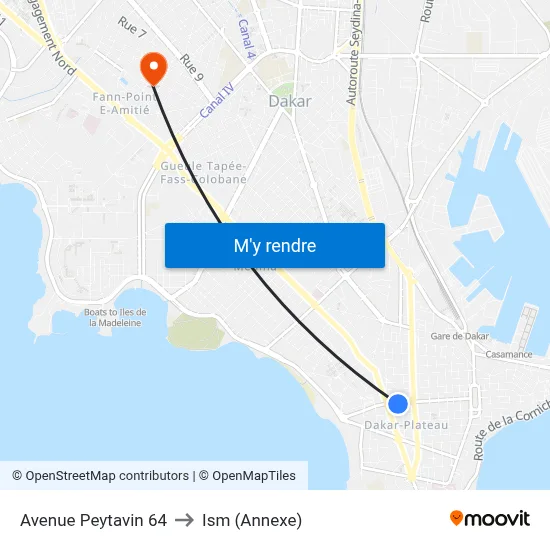 Avenue Peytavin 64 to Ism (Annexe) map