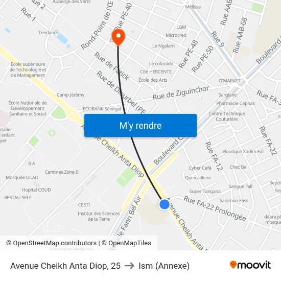 Avenue Cheikh Anta Diop, 25 to Ism (Annexe) map