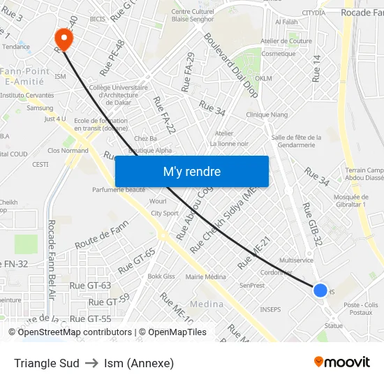 Triangle Sud to Ism (Annexe) map