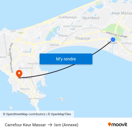 Carrefour Keur Massar to Ism (Annexe) map