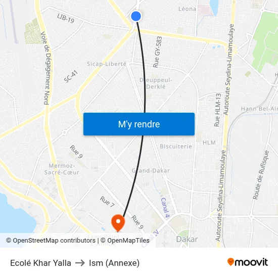 Ecolé Khar Yalla to Ism (Annexe) map
