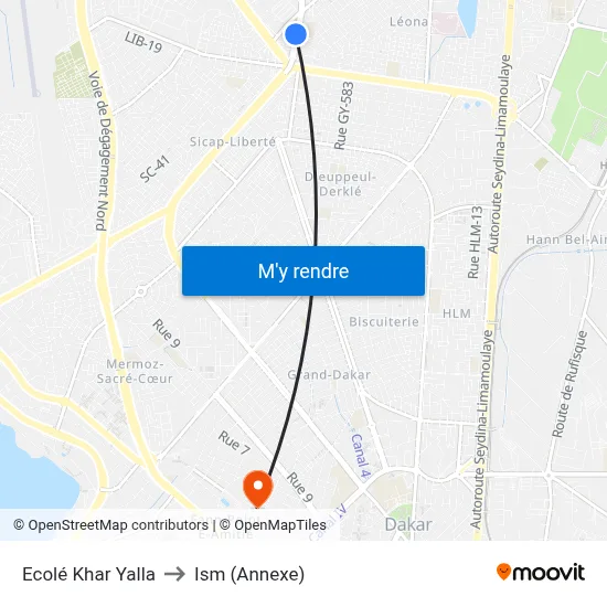 Ecolé Khar Yalla to Ism (Annexe) map