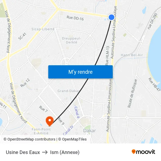 Usine Des Eaux to Ism (Annexe) map