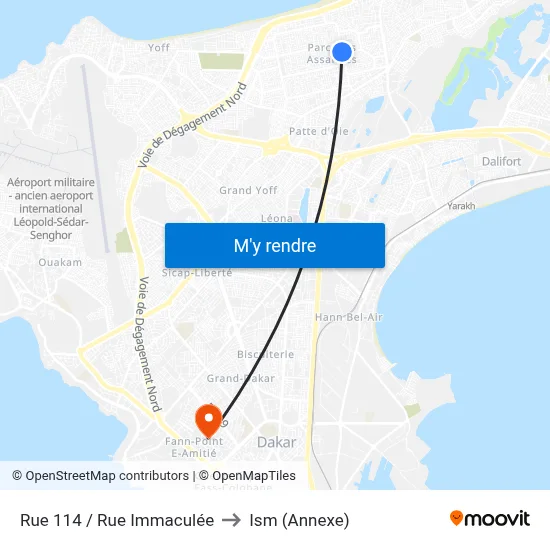 Rue 114 / Rue Immaculée to Ism (Annexe) map