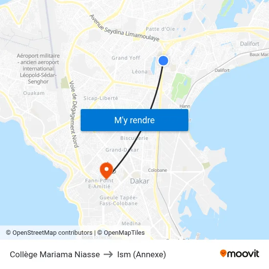 Collège Mariama Niasse to Ism (Annexe) map