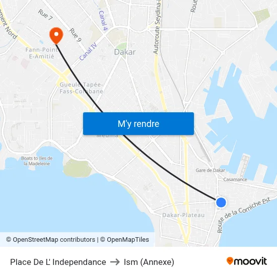 Place De L' Independance to Ism (Annexe) map