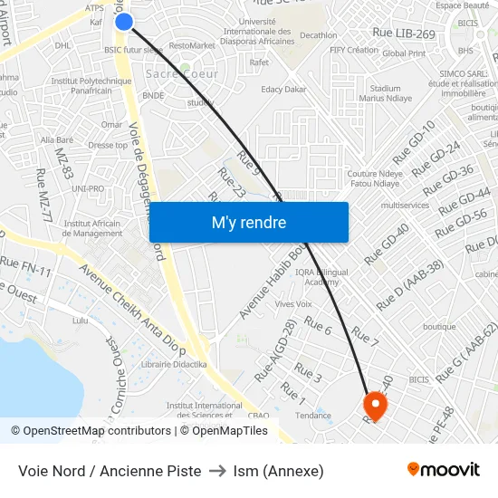 Voie Nord / Ancienne Piste to Ism (Annexe) map