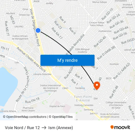 Voie Nord / Rue 12 to Ism (Annexe) map