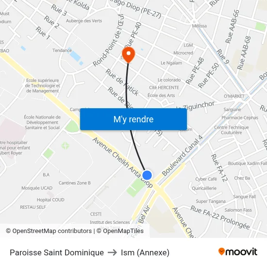 Paroisse Saint Dominique to Ism (Annexe) map