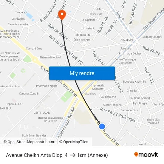 Avenue Cheikh Anta Diop, 4 to Ism (Annexe) map
