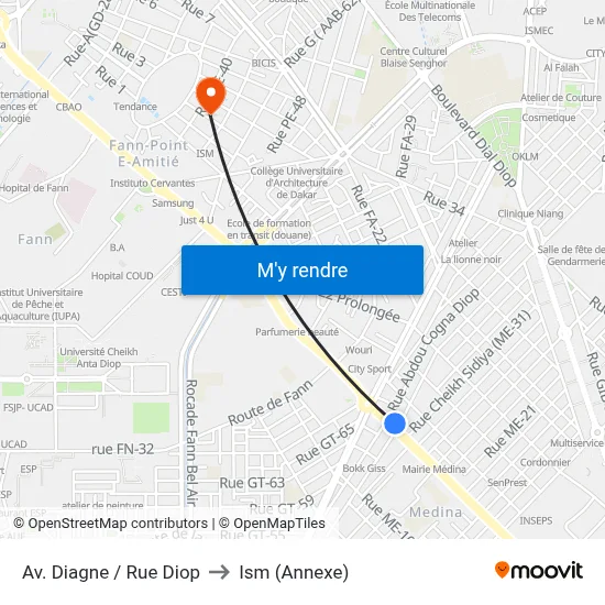 Av. Diagne / Rue Diop to Ism (Annexe) map