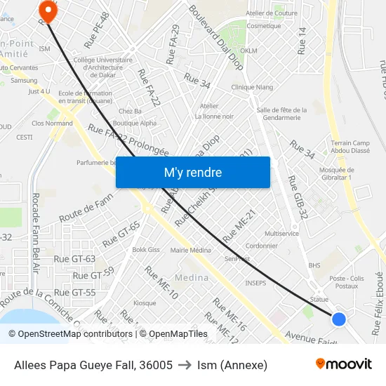 Allees Papa Gueye Fall, 36005 to Ism (Annexe) map