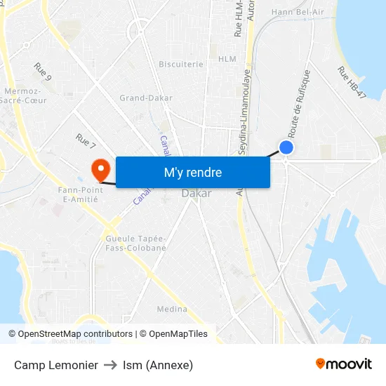 Camp Lemonier to Ism (Annexe) map