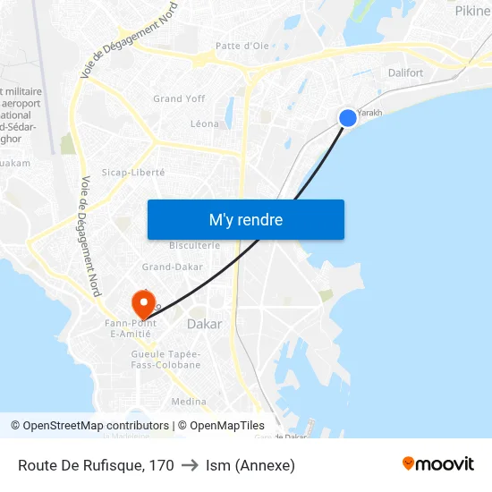 Route De Rufisque, 170 to Ism (Annexe) map