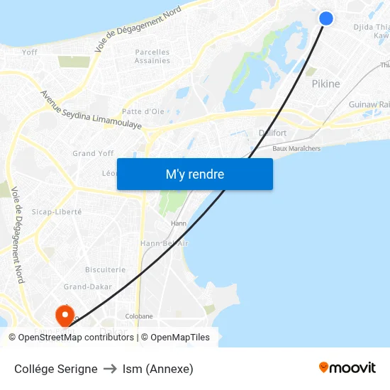 Collége Serigne to Ism (Annexe) map