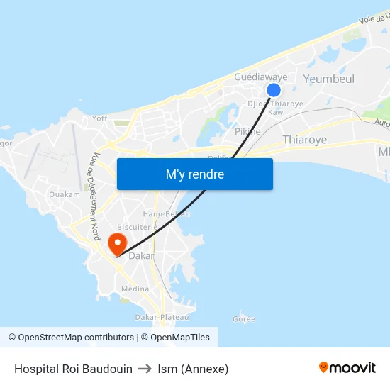 Hospital Roi Baudouin to Ism (Annexe) map