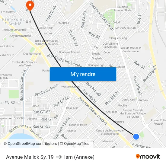 Avenue Malick Sy, 19 to Ism (Annexe) map