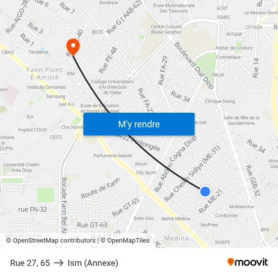 Rue 27, 65 to Ism (Annexe) map