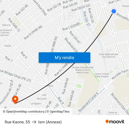Rue Kaone, 55 to Ism (Annexe) map