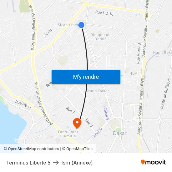 Terminus Liberté 5 to Ism (Annexe) map