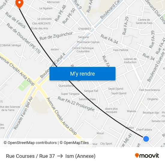 Rue Courses / Rue 37 to Ism (Annexe) map