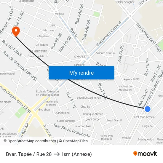 Bvar. Tapée / Rue 28 to Ism (Annexe) map