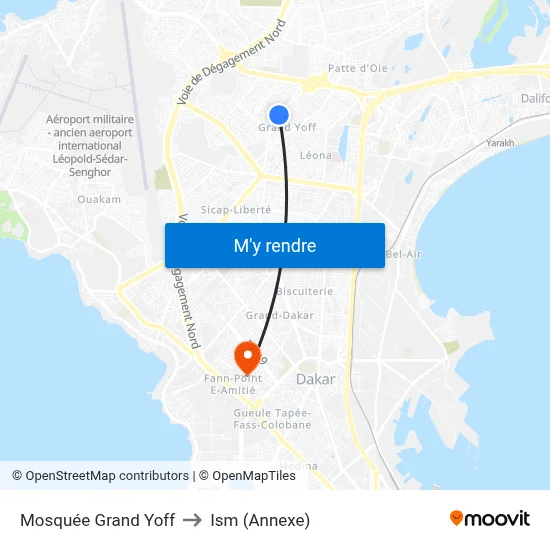 Mosquée Grand Yoff to Ism (Annexe) map