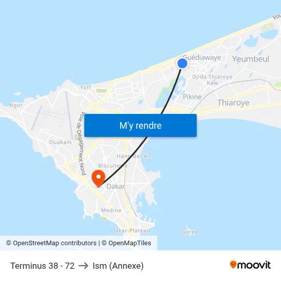 Terminus 38 - 72 to Ism (Annexe) map