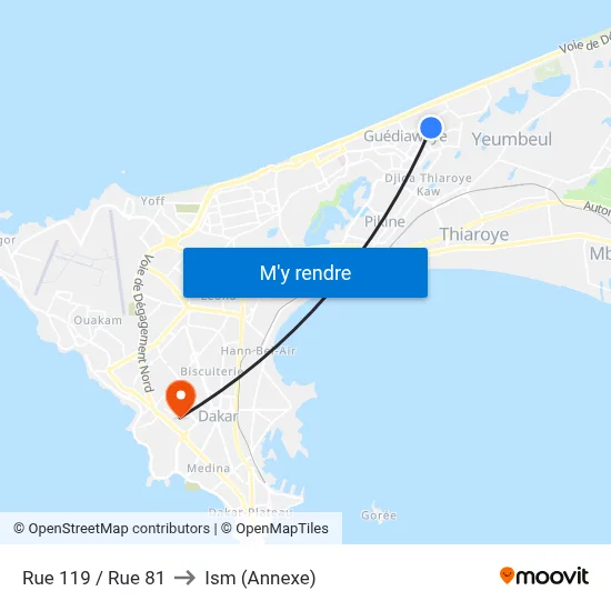 Rue 119 / Rue 81 to Ism (Annexe) map