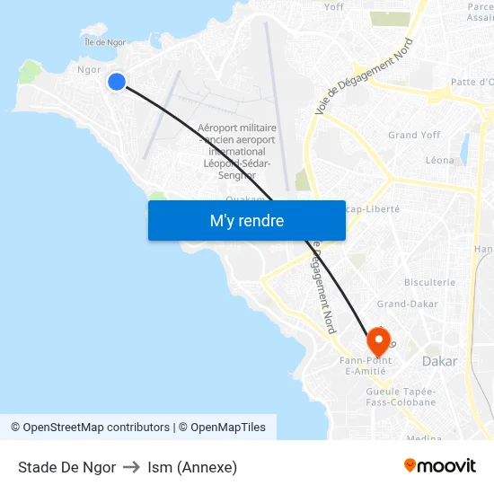 Stade De Ngor to Ism (Annexe) map