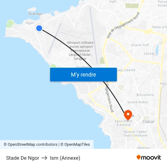 Stade De Ngor to Ism (Annexe) map